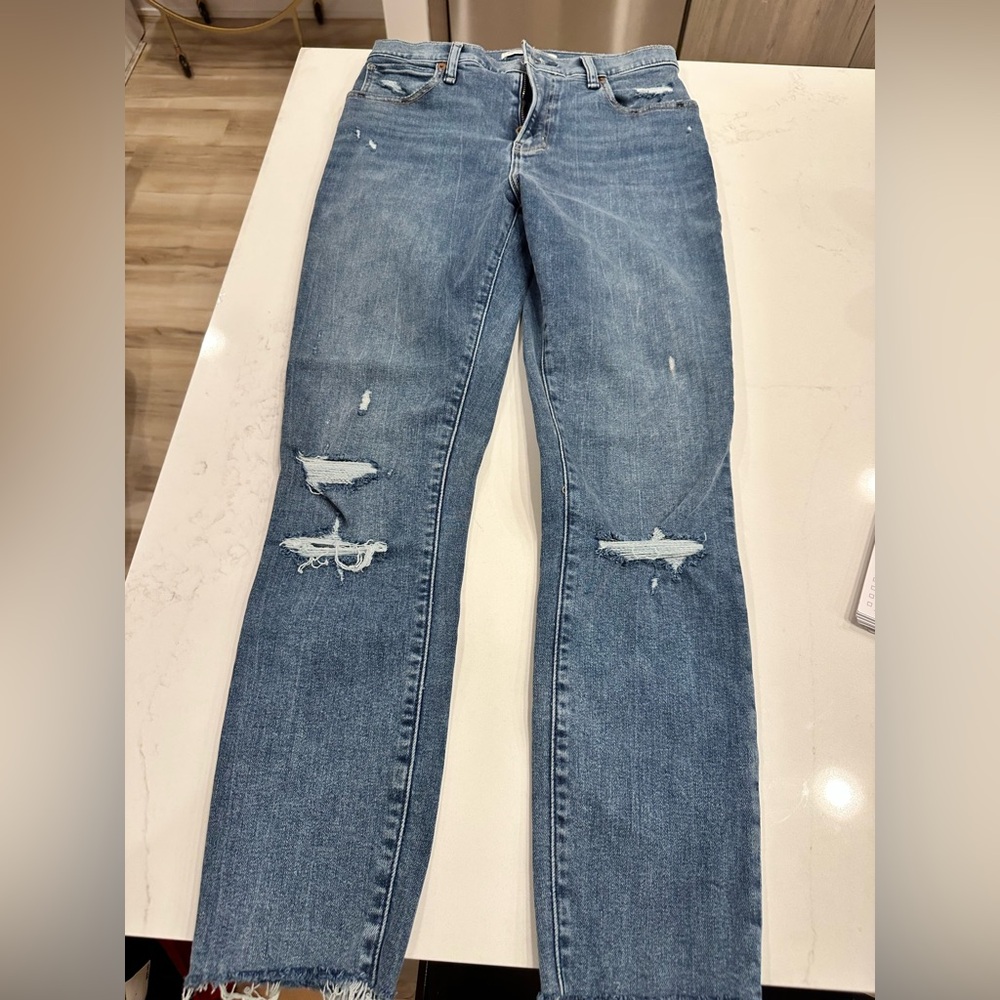 Abercrombie & Fitch Women's Ripped Blue Skinny Jeans High Rise